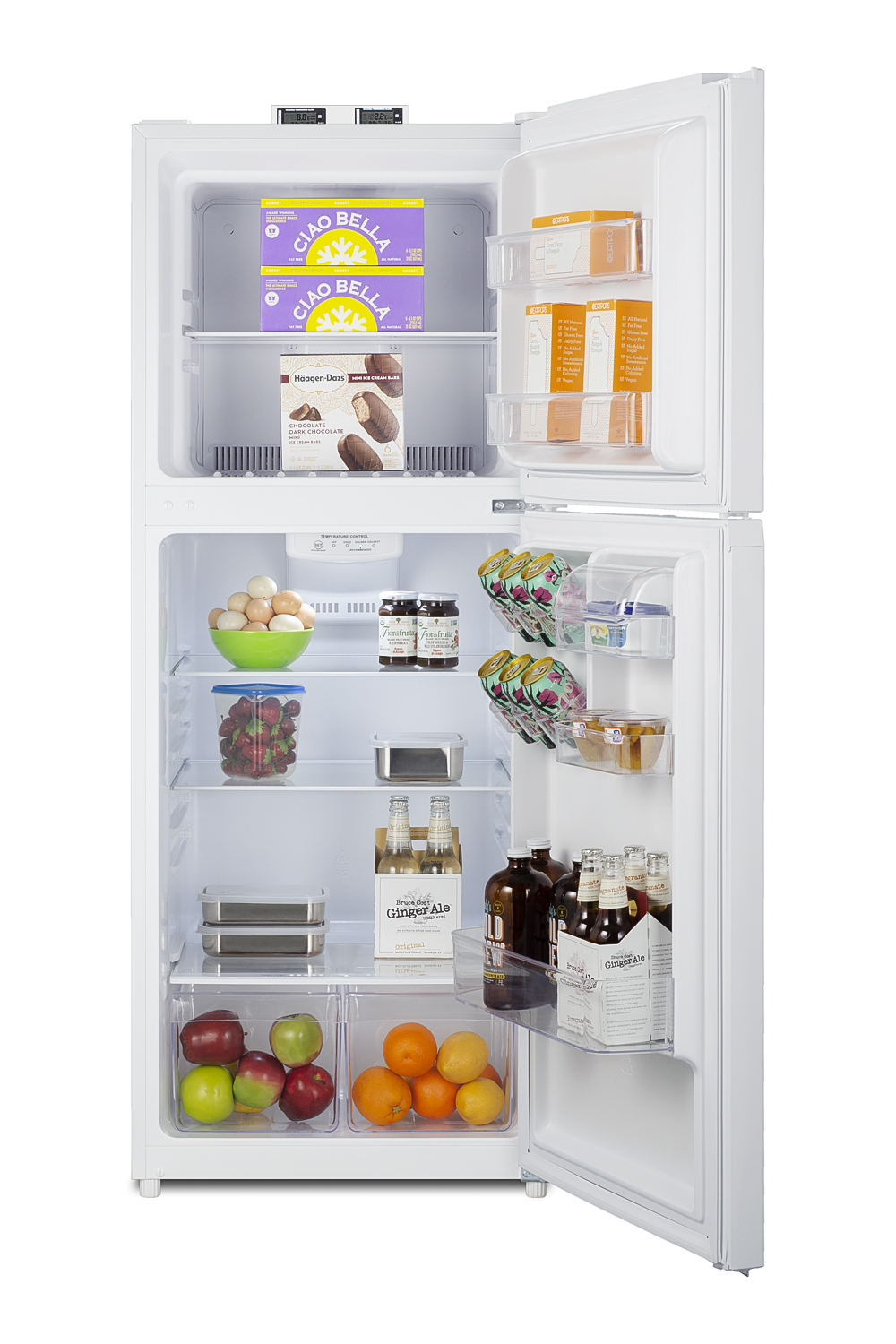 10.1 cu.ft. break room refrigerator-freezer in white with NIST calibrated alarm/thermometers, frost-free operation